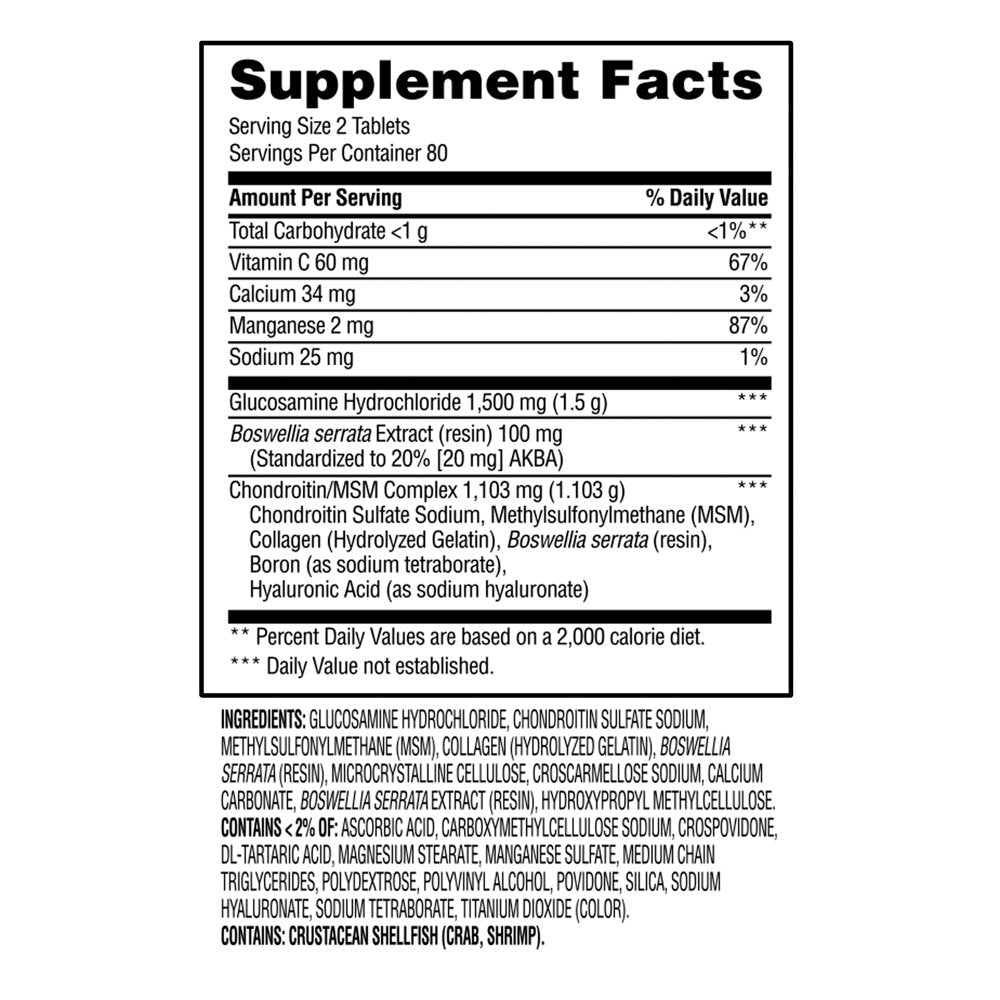 Equate Triple Strength Glucosamine & Chondroitin Complex Tablets Dietary Supplement, 160 Count