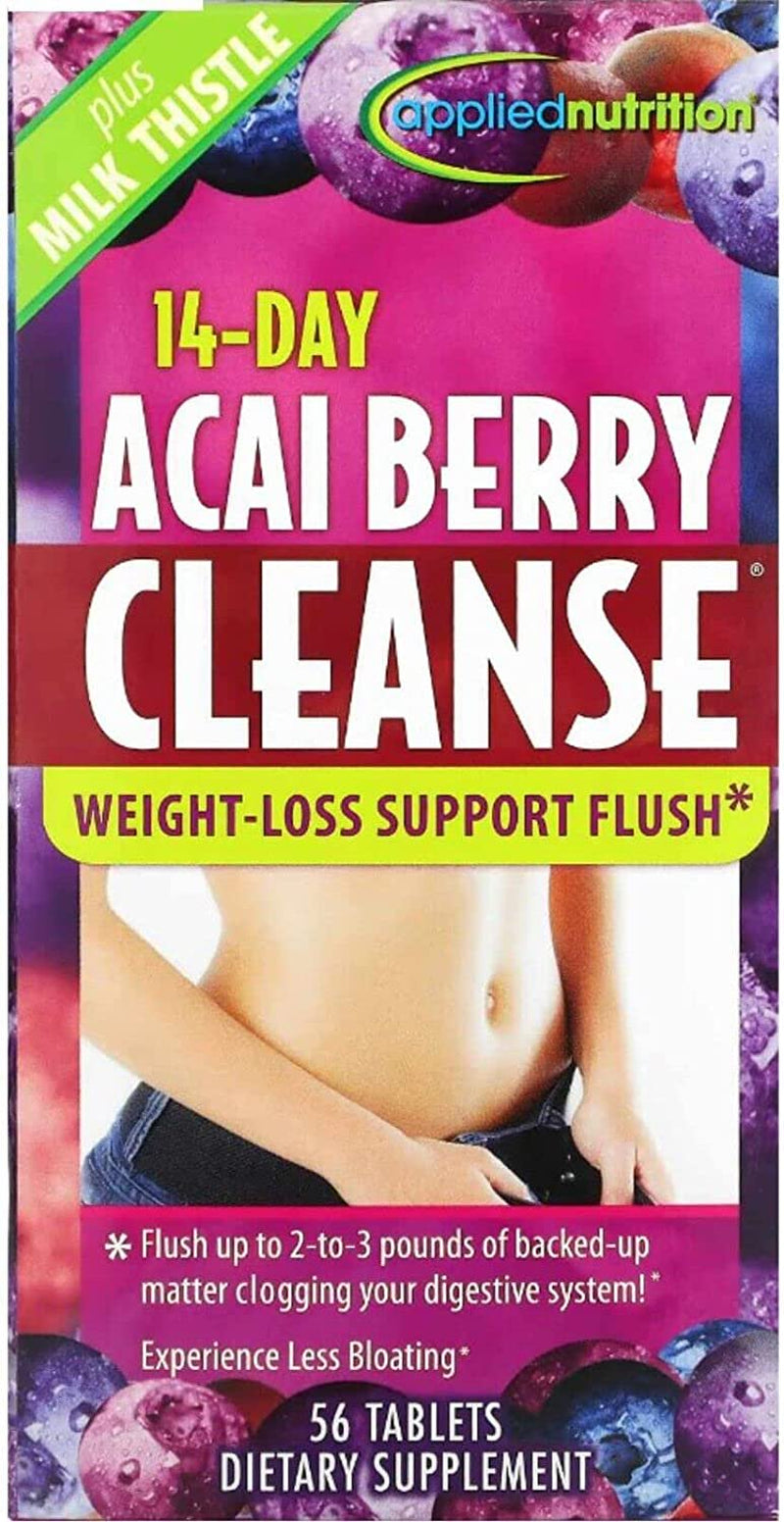 Applied Nutrition Acai Berry Cleanse 14 Day Weight Loss Dietary Supplement W/Pill Case