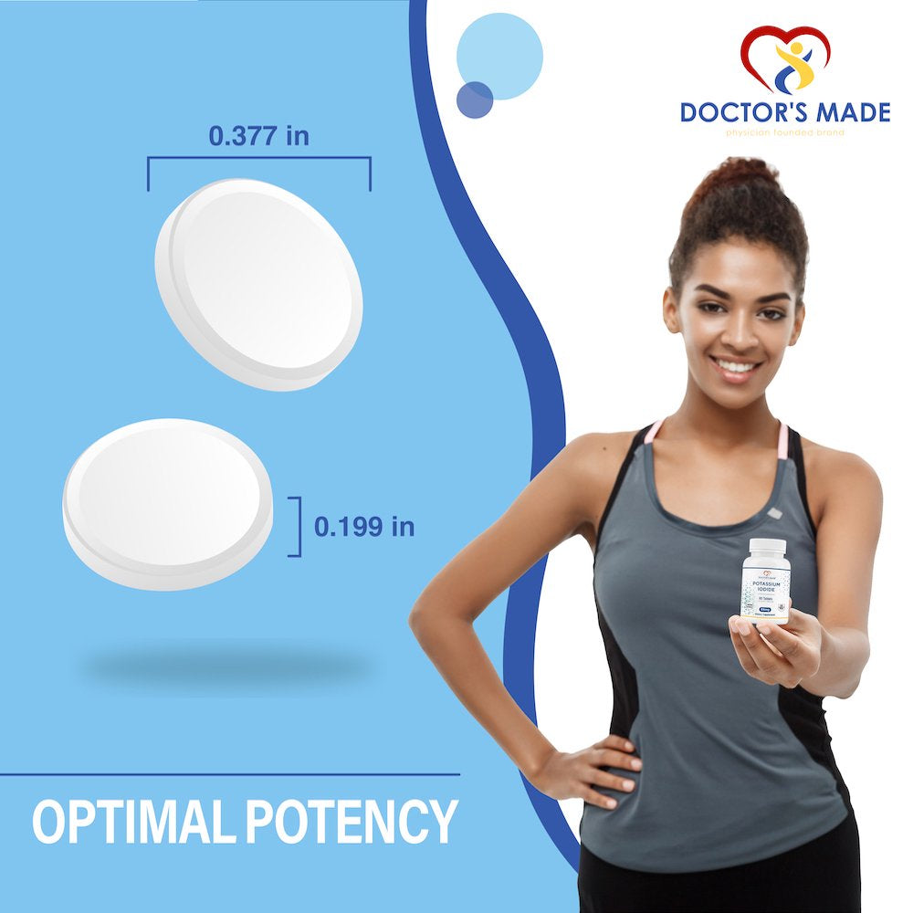 Doctor'S Made Potassium Iodide 130 Mg. 60 Tablets. Thyroid Support.