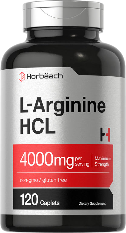 L Arginine 4000Mg | 120 Caplets | Nitric Oxide Precursor | by Horbaach