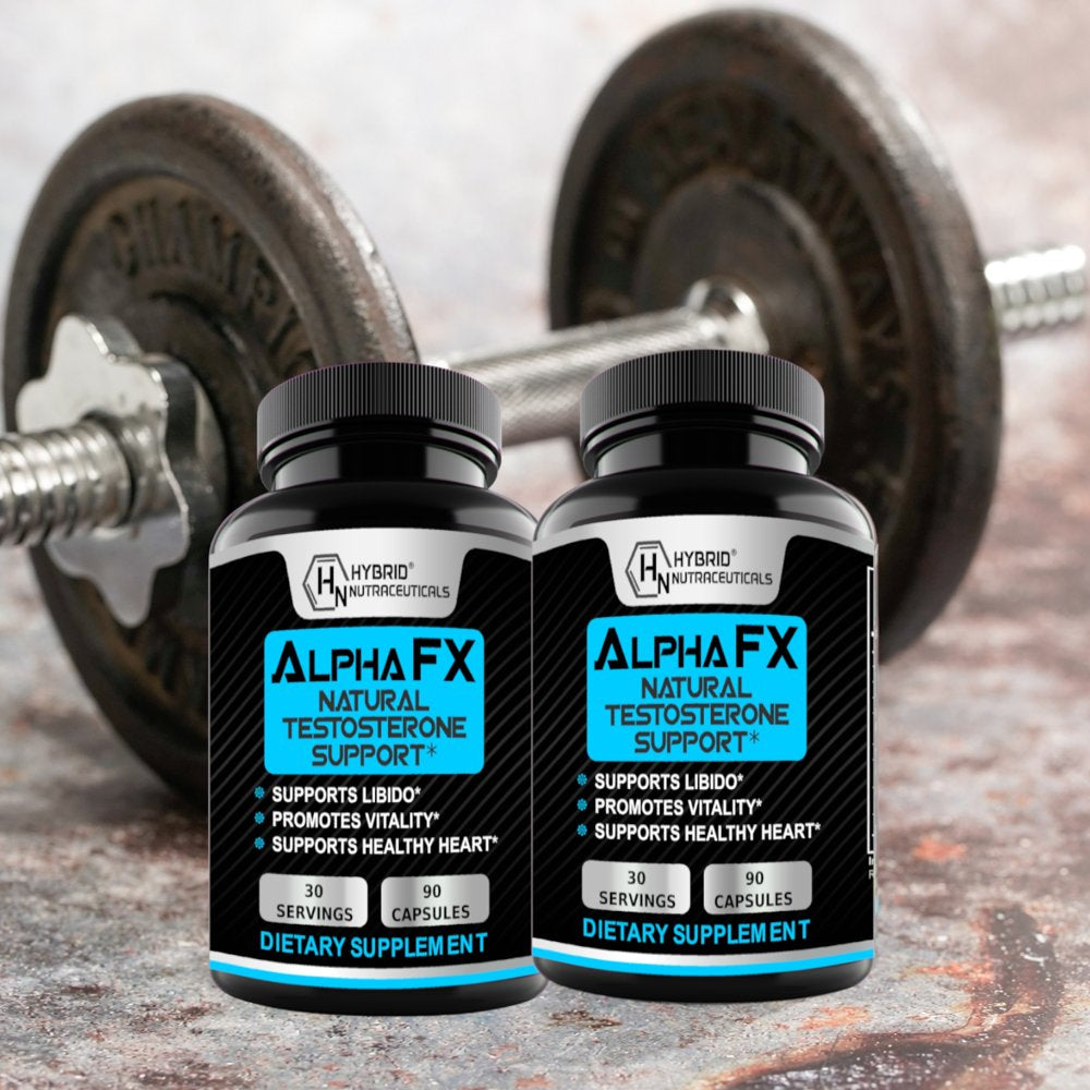 Alphafx Advanced Testosterone Booster Estrogen Blocker Supplement for Men - Libido Support with Tribulus Terrestris, Increased Energy, Stamina, Strength - 3-Pack