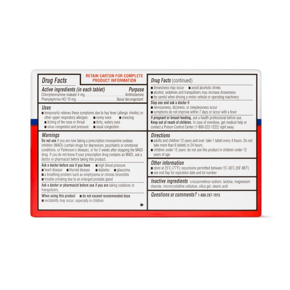 Equate Sinus & Allergy Suphedrine PE Nasal Decongestant Tablets, 24 Count