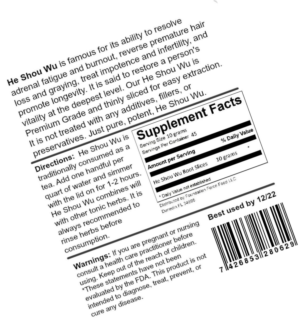 1lb He Shou Wu Whole Root Slices (Prepared) | Fo-Ti, Polygonum Multiflorum | Thinly Sliced, Premium Grade Large, Preservative Free | Use for Hair Loss, Energy, Health for Men and Women