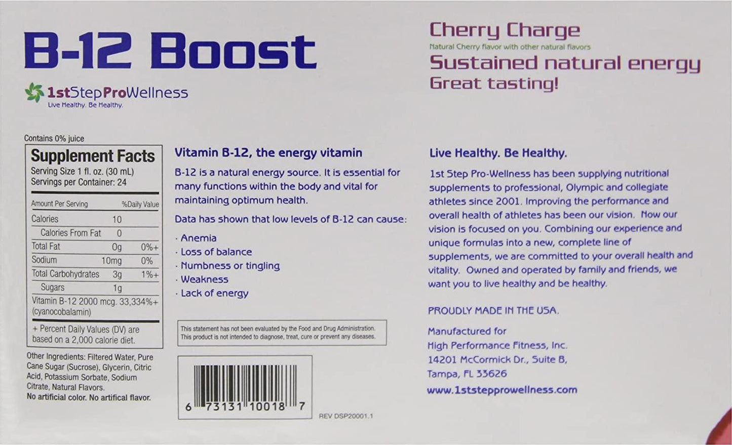 1st Step for Energy B-12 Boost Cherry Charge 12 (2 fl oz) bottles