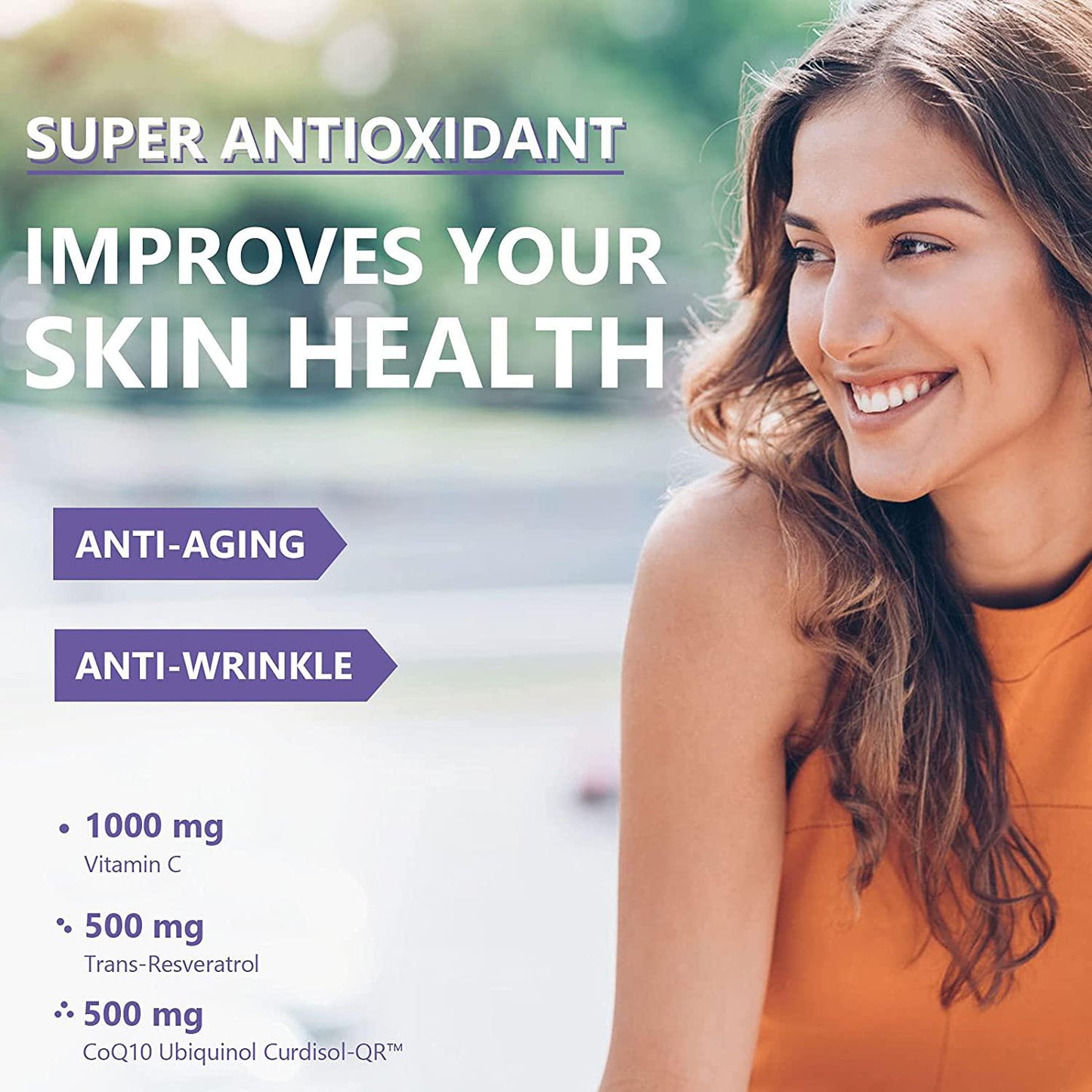 2000mg Liposomal Vitamin C 1000mg+ CoQ10 Ubiquinol 500 mg+ Trans-Resveratrol 500 mg, Super Antioxidant Complex, Promotes Anti-Aging, Immune Support, Cardiovascular Health,60 Softgels