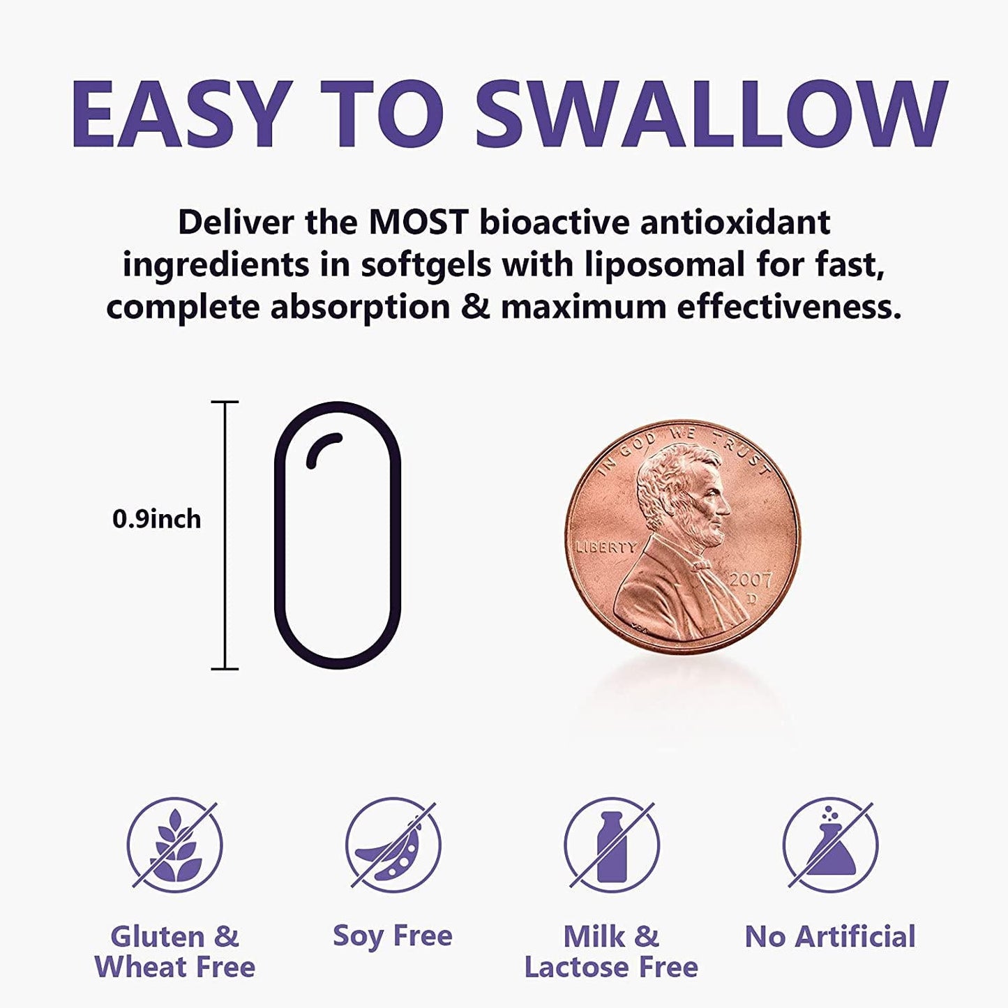 2000mg Liposomal Vitamin C 1000mg+ CoQ10 Ubiquinol 500 mg+ Trans-Resveratrol 500 mg, Super Antioxidant Complex, Promotes Anti-Aging, Immune Support, Cardiovascular Health,60 Softgels