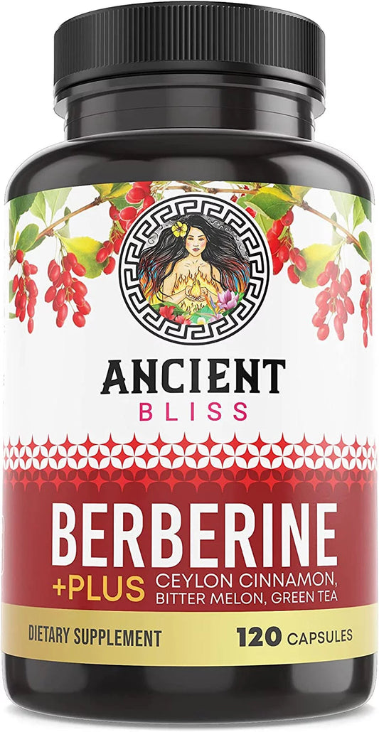 Ancient Bliss Berberine HCL 1200Mg with Ceylon Cinnamon, Bitter Melon, Green Tea Extract - 120 Capsules - Supports Immune System