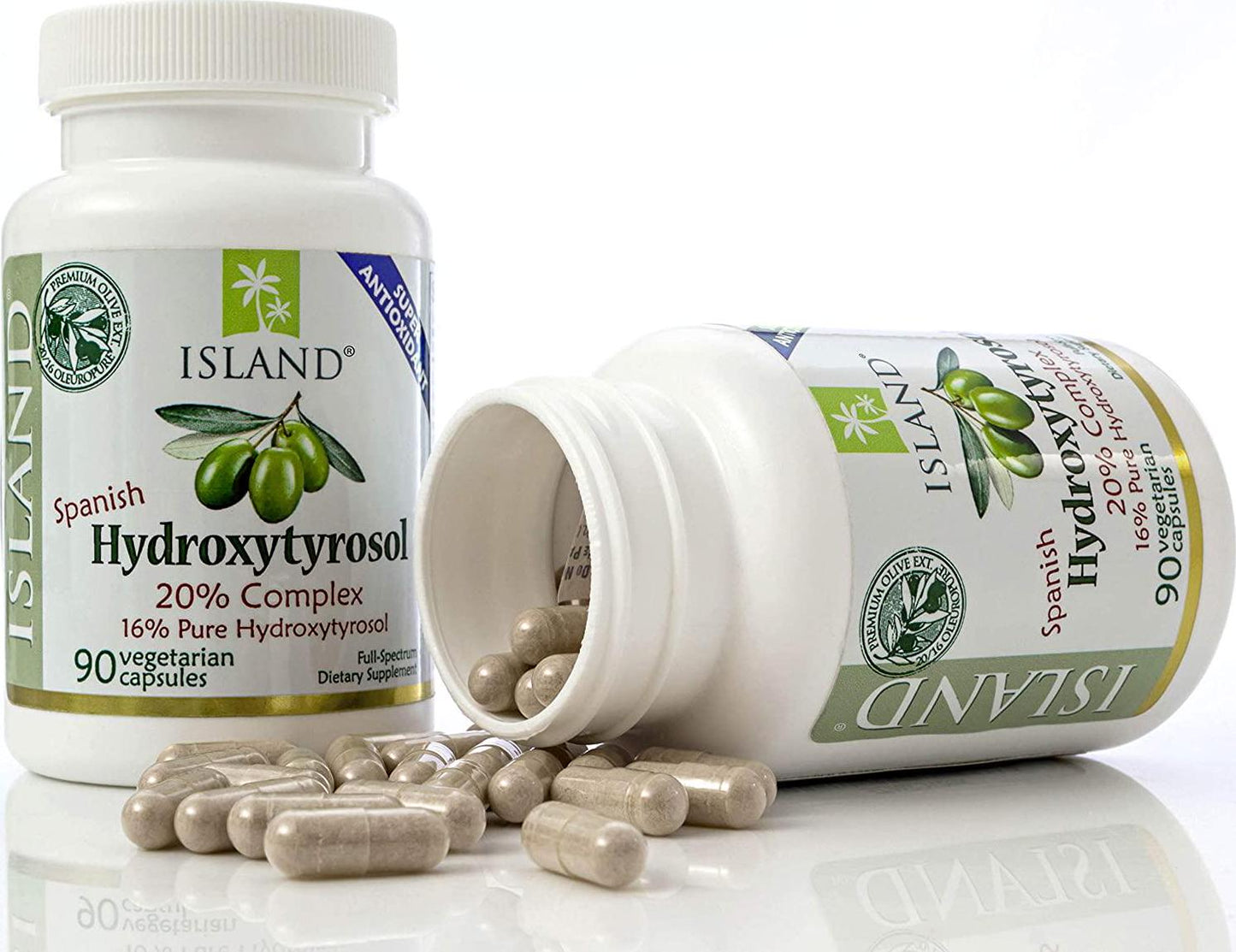 20% Hydroxytyrosol ComplexTM Olive Fruit Extract - Super Strength 100% Grown and Extracted in Spain. 100 mg, 90 Capsules. from Island Nutrition, The Maker of Real European Olive Leaf Extract.