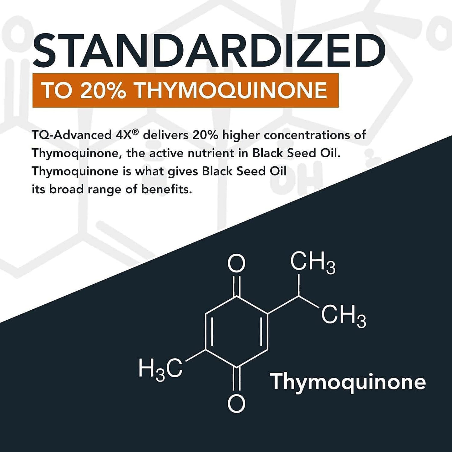 20% Thymoquinone Black Seed Oil Extract Capsules - TQ-Advanced 4X: Highest Thymoquinone Concentration Available - 60:1 Concentrate from Nigella Sativa, Raw Form, Vegan, Glass Bottle (60 Capsules)