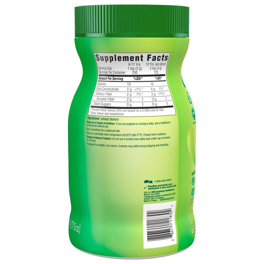 Benefiber Daily Prebiotic Fiber Powder for Digestive Health, 17.6 Oz