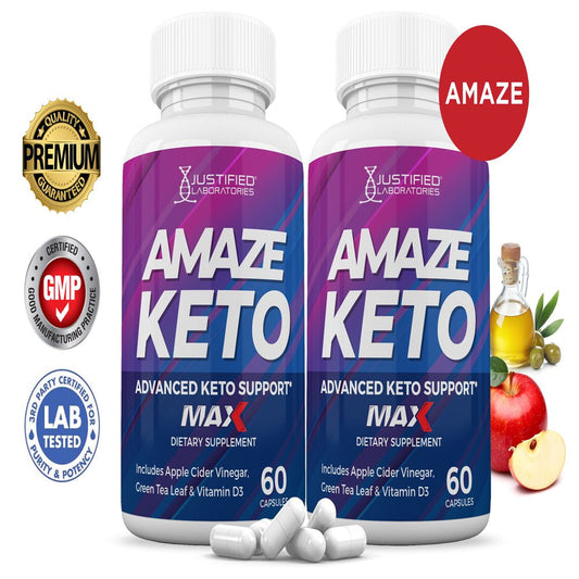 (2 Pack) Amaze Keto ACV MAX Pills 1675Mg Alternative to Gummies Dietary Supplement 120 Capsules - Nutricity.com.au