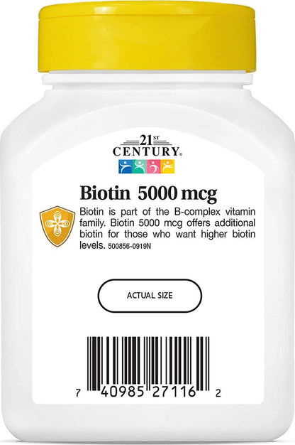 21st Century Biotin 5000 mcg Capsules, 110 Count