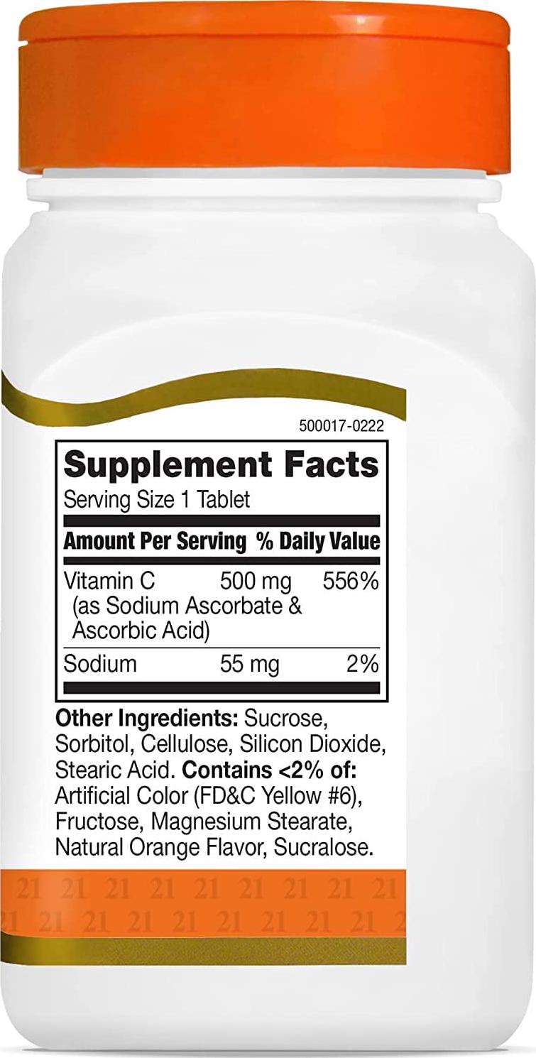 21st Century C 500 mg Orange Chewable Tablets, 110 Count