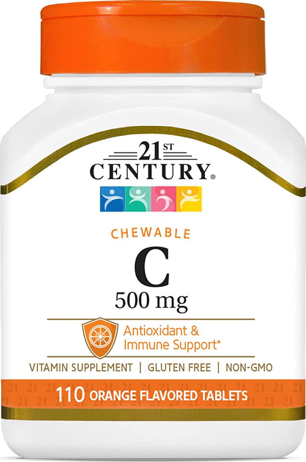 21st Century C 500 mg Orange Chewable Tablets, 110 Count