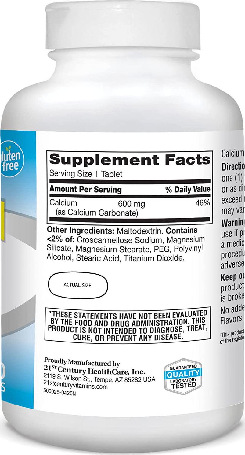 21st Century Calcium Supplement, 600 mg, 400 Count