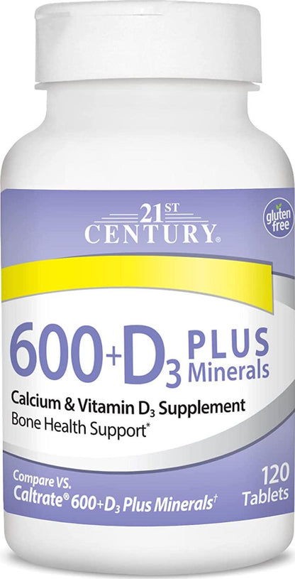 21st Century Calcium 600 Plus D Plus Minerals Caplets, 120 Count