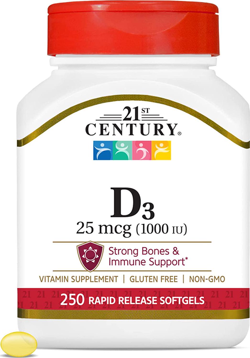 21st Century D3 1000 IU Softgels, 250 Count