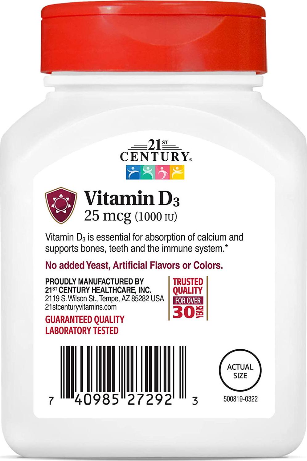 21st Century D 1000 IU Tablets, 300 Count