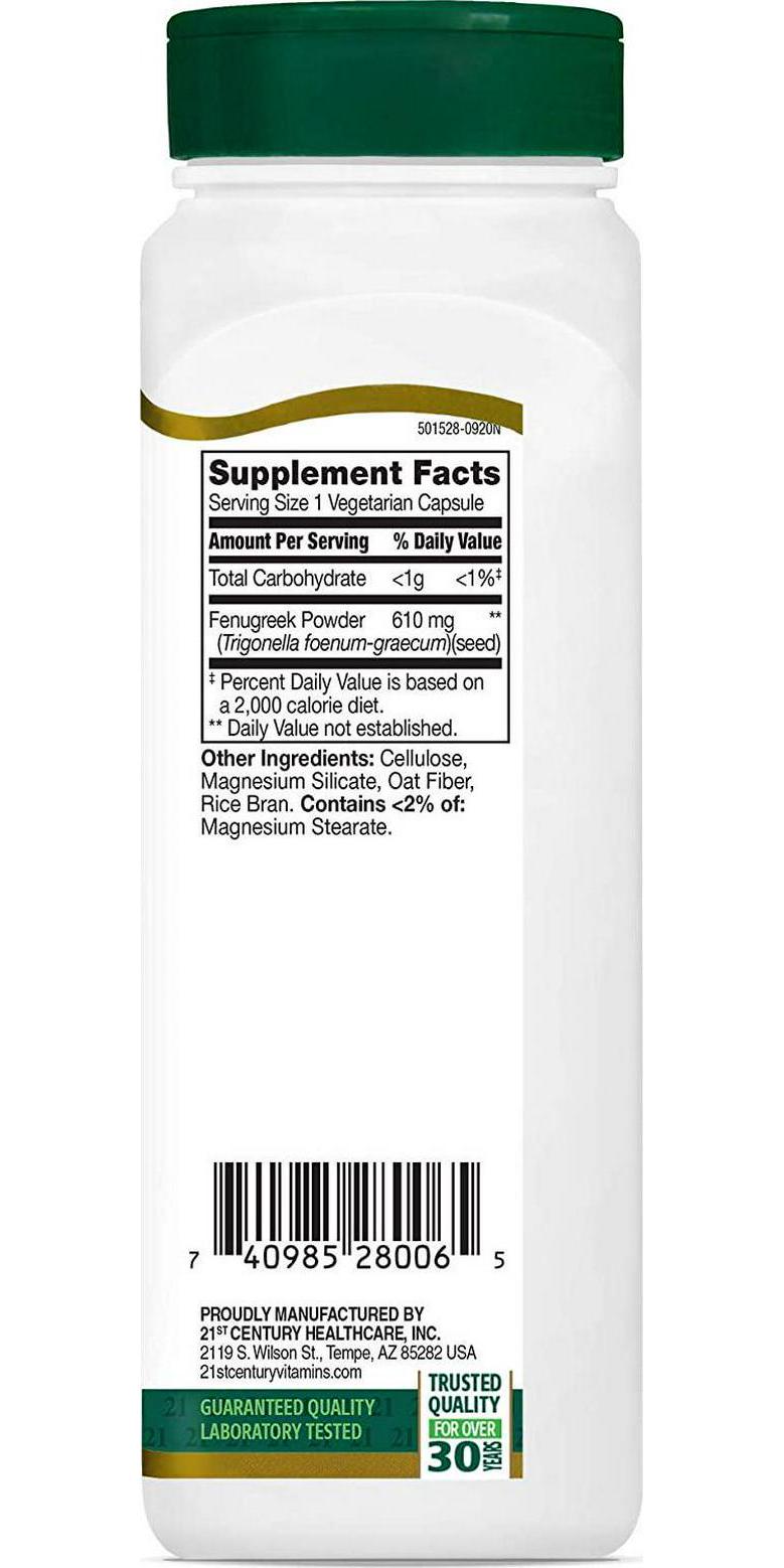 21st Century Fenugreek 610 Mg, 100 Count
