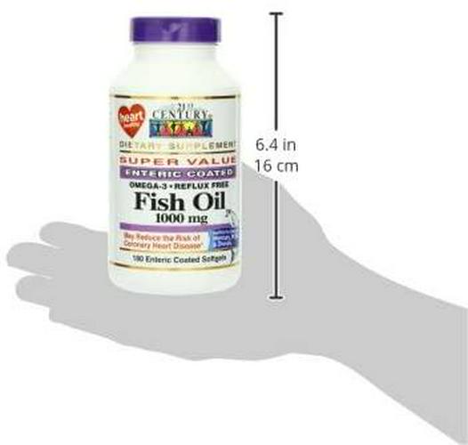 21st Century Fish Oil 1000 Mg Enteric Coated Softgels, 180Count