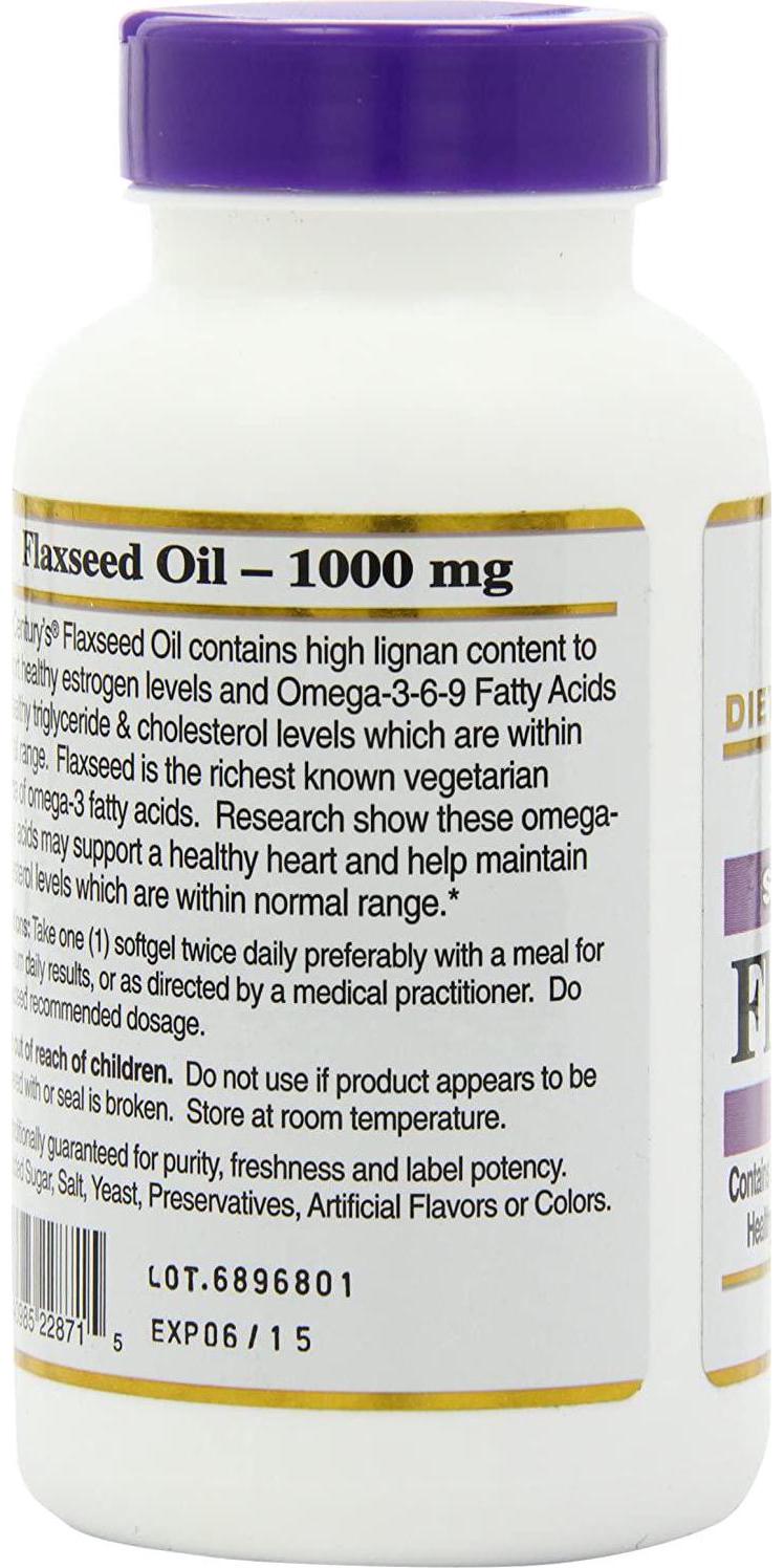 21st Century Flaxseed Oil 1000 Mg Softgels, 120-Count (22871)