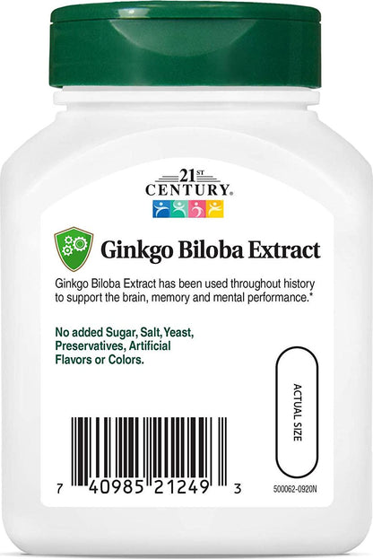 21st Century Ginkgo Biloba Extract Veg Capsules, 60 Count