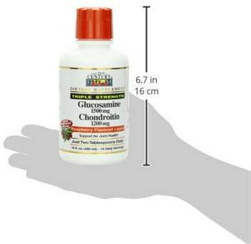 21st Century Glucosamine Chondroitin, 3X, Liquid Raspberry, 16 Ounce