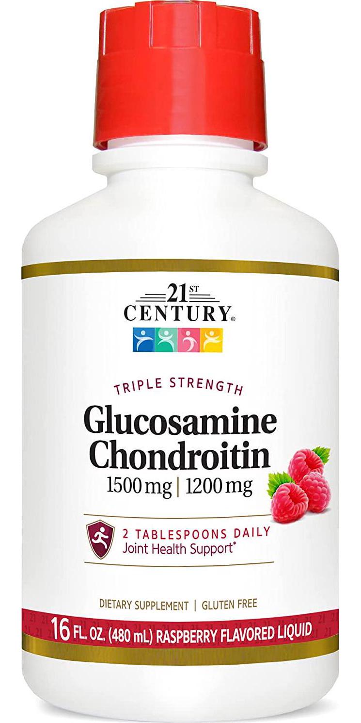 21st Century Glucosamine Chondroitin, 3X, Liquid Raspberry, 16 Ounce