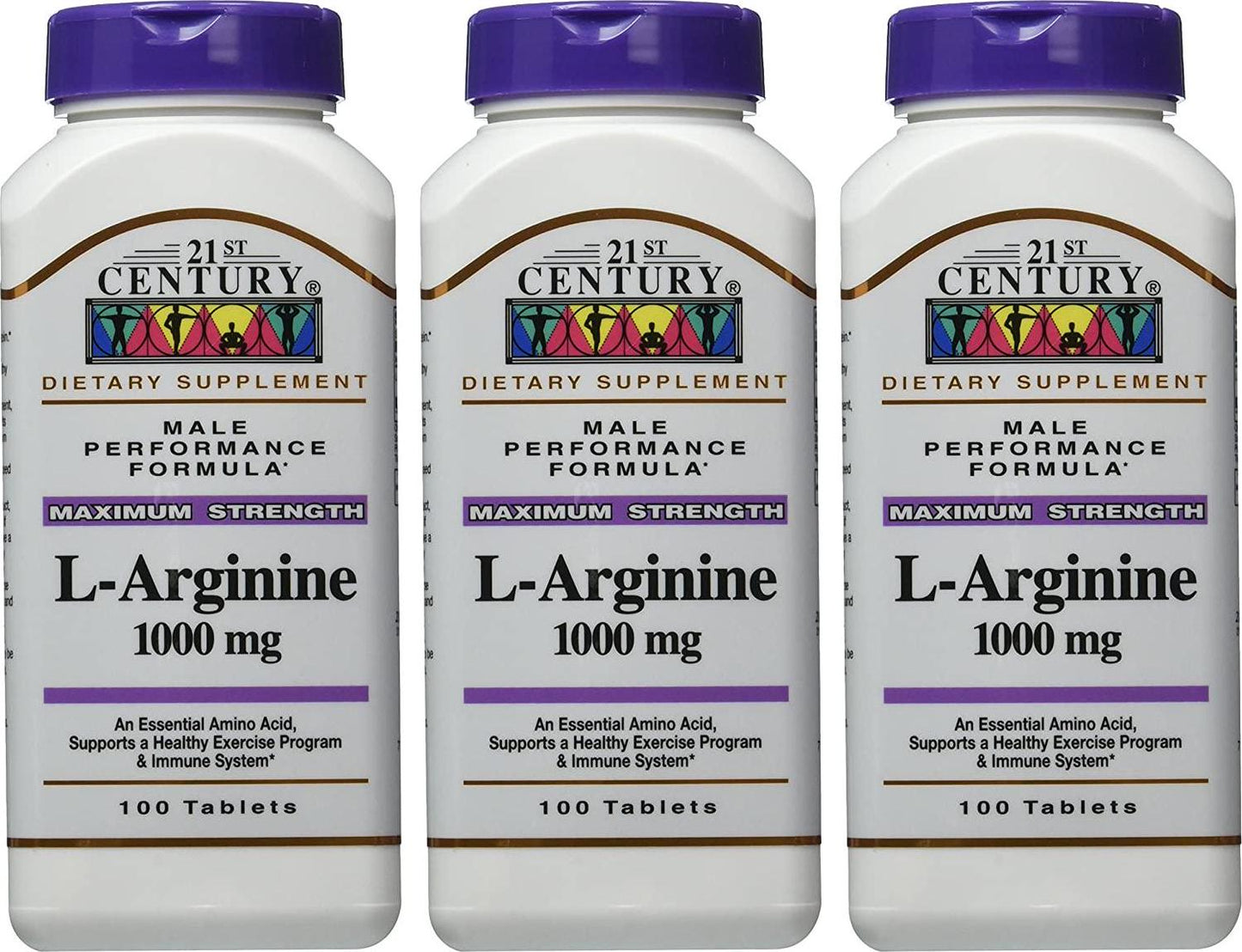 21st Century L-Arginine 1000 Mg Tablets, 100-Count (Pack of 3)