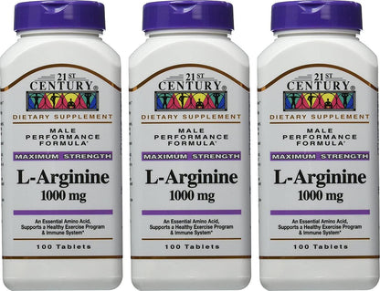 21st Century L-Arginine 1000 Mg Tablets, 100-Count (Pack of 3)