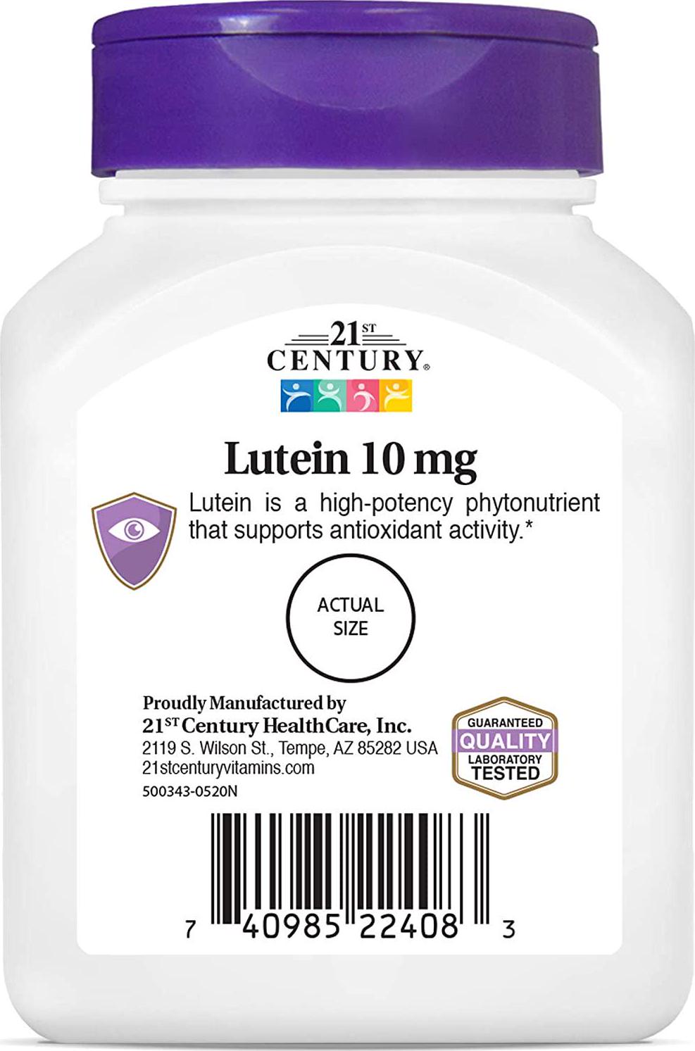 21st Century Lutein 10 mg Tablets, 60 Count