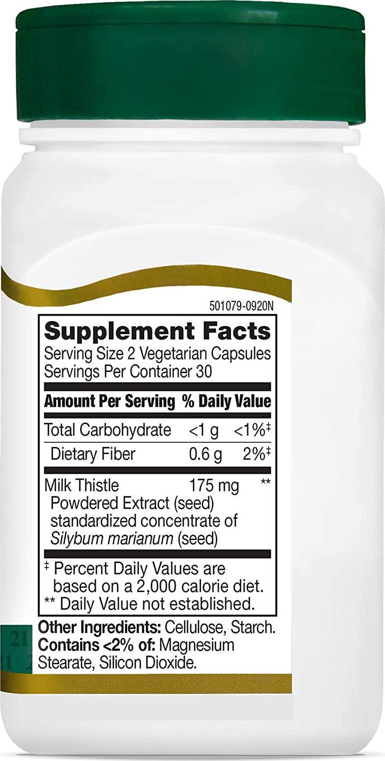 21st Century Milk Thistle Extract Veg Capsules, 60 Count