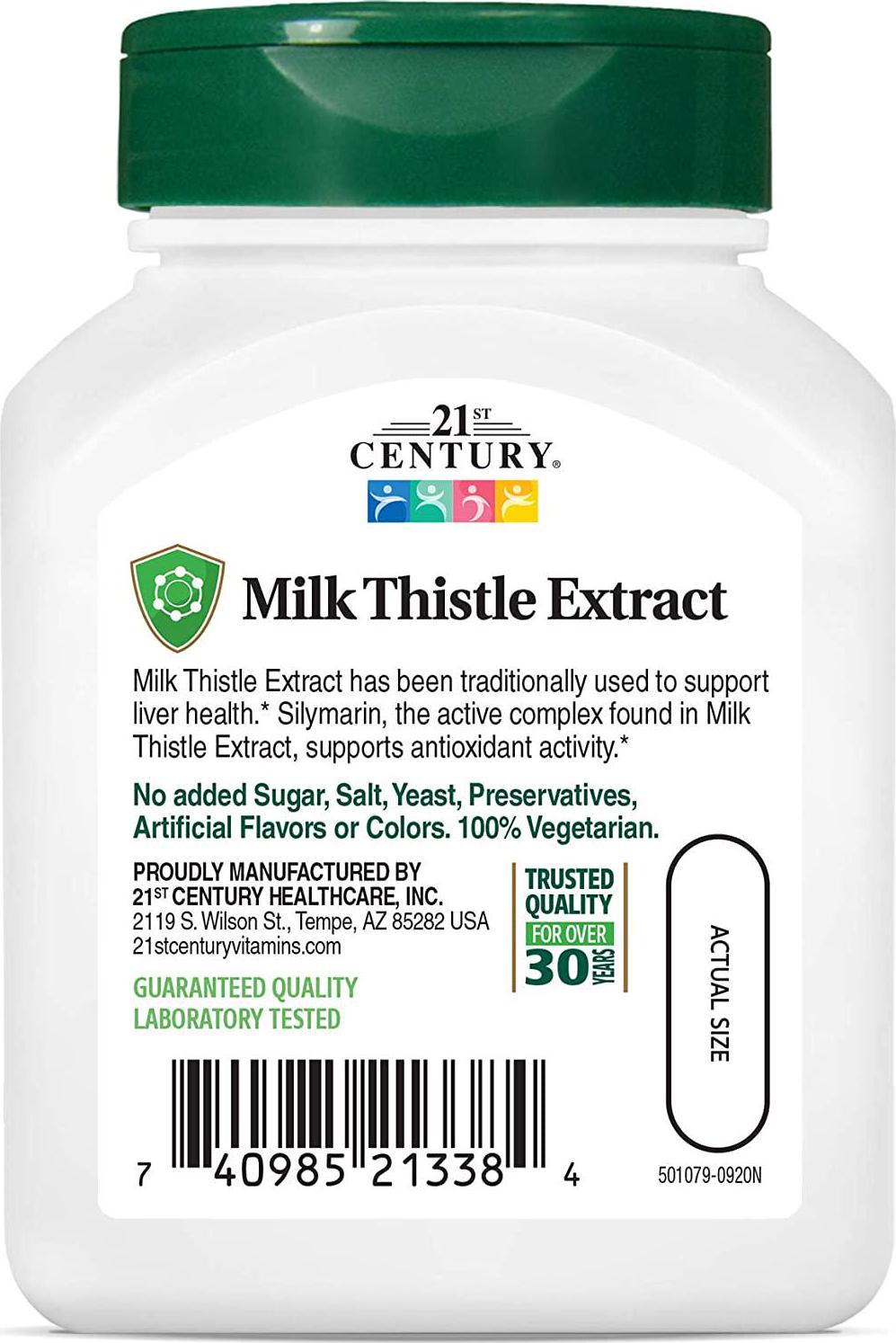 21st Century Milk Thistle Extract Veg Capsules, 60 Count