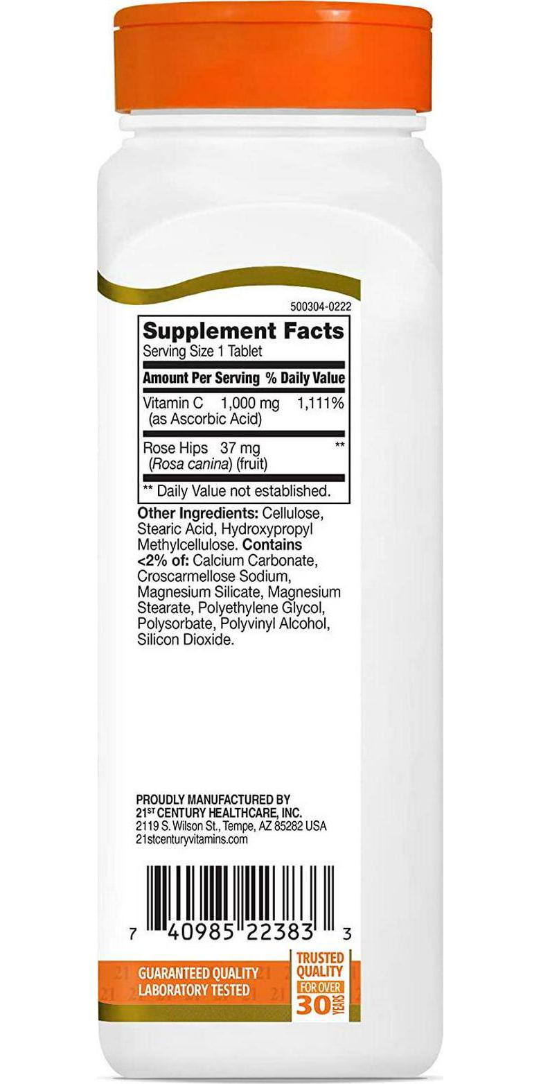 21st Century Natural C 1000 with Rose Hips Caplets, 110 Count