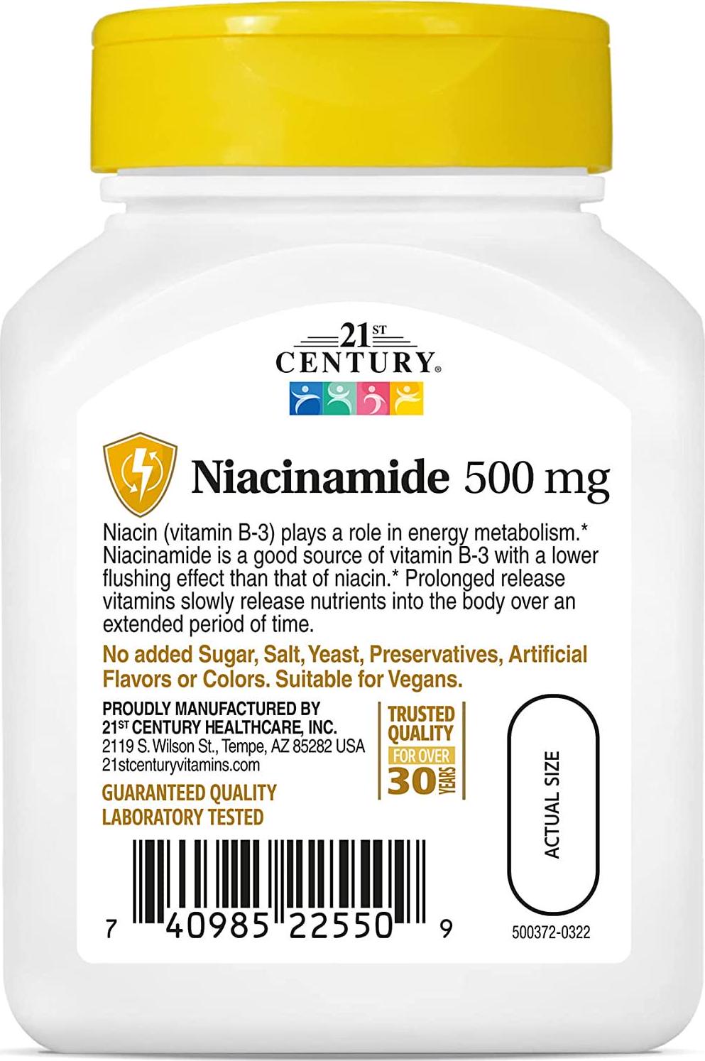 21st Century Niacinamide 500 mg Prolonged Release Tablets, 110 Count