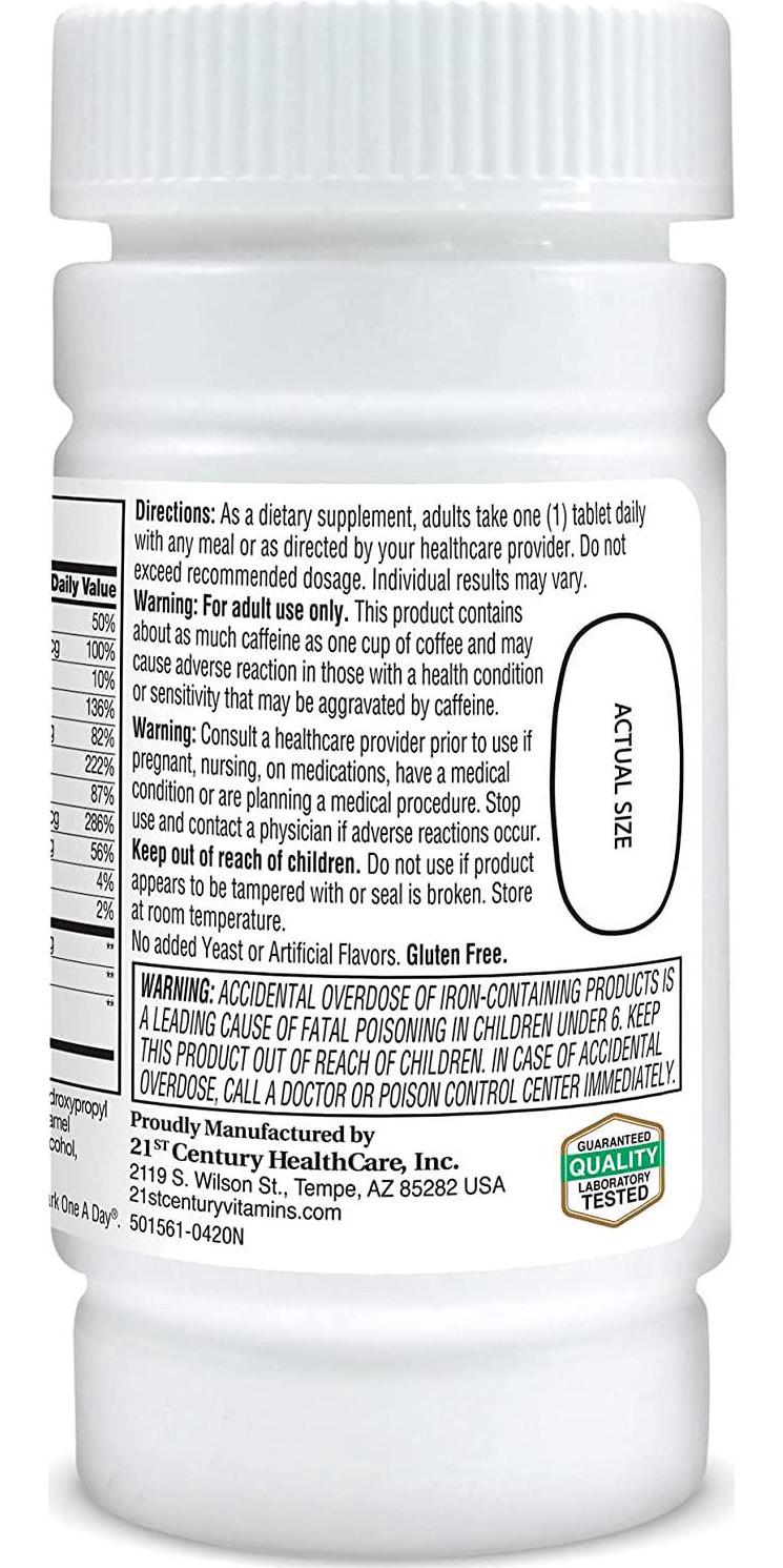21st Century One Daily Energy Tablets, 75 Count