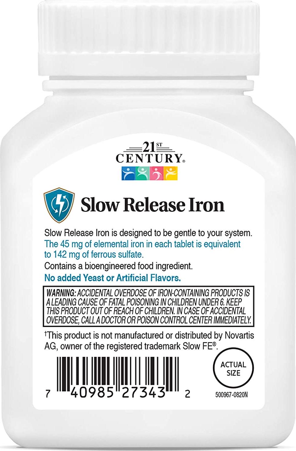 21st Century Slow Release Iron Tablets, 60 Count