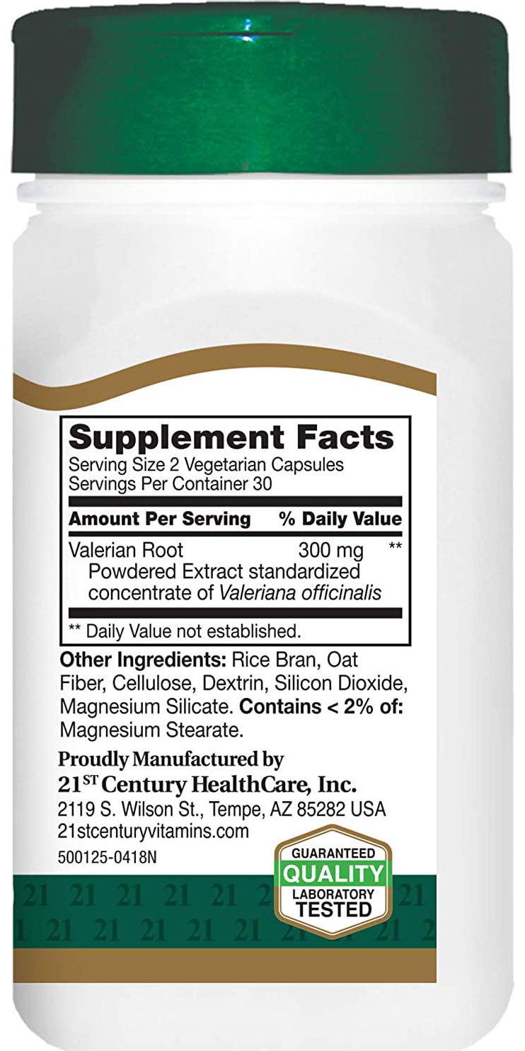 21st Century Valerian Extract Veg Capsules, 60 Count