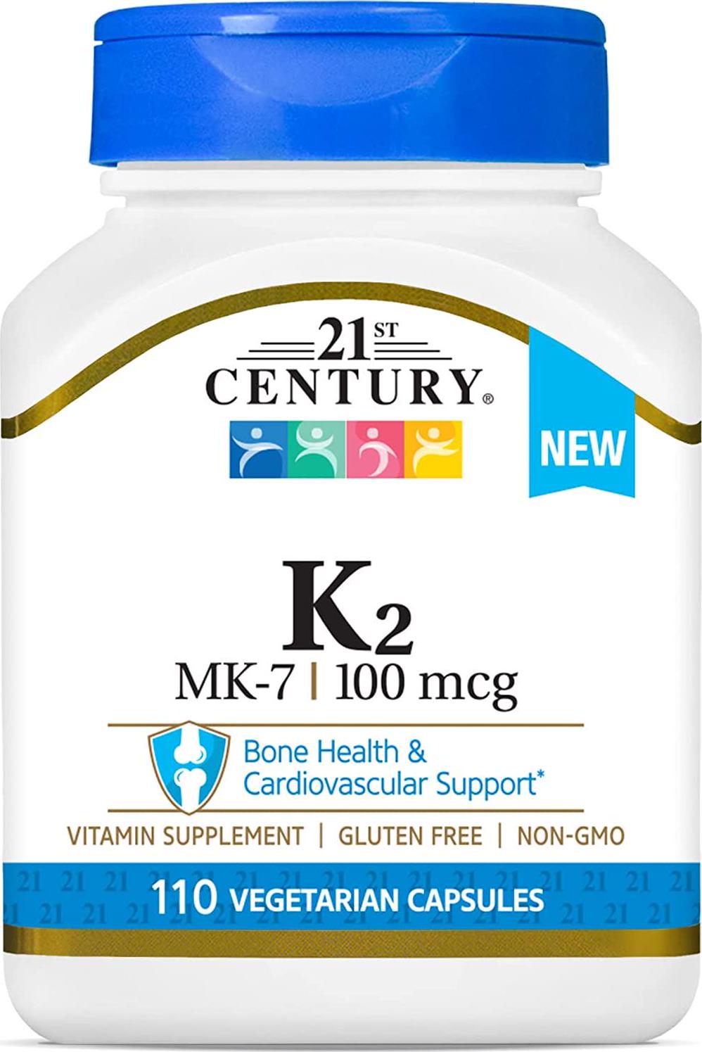 21st Century Vitamin K2 (MK-7) 100 mg Vegetarian Capsules, 110 Count