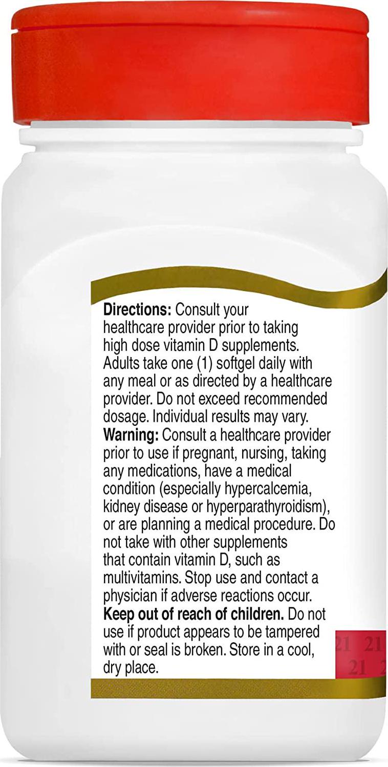 21st Century Vitamin D3 125 mcg (5,000 IU) Rapid Release Softgels, 110 Count