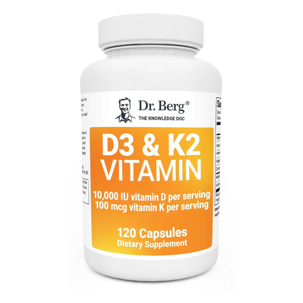 Dr. Berg D3 & K2 Vitamin Supplement for Heart and Bone Health, 120 Capsules