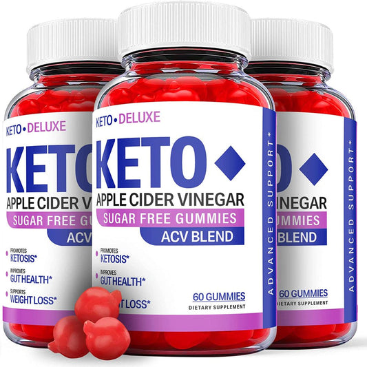 (3 Pack) Deluxe Keto ACV Gummies - Supplement for Weight Loss - Energy & Focus Boosting Dietary Supplements for Weight Management & Metabolism - Fat Burn - 180 Gummies - Nutricity.com.au