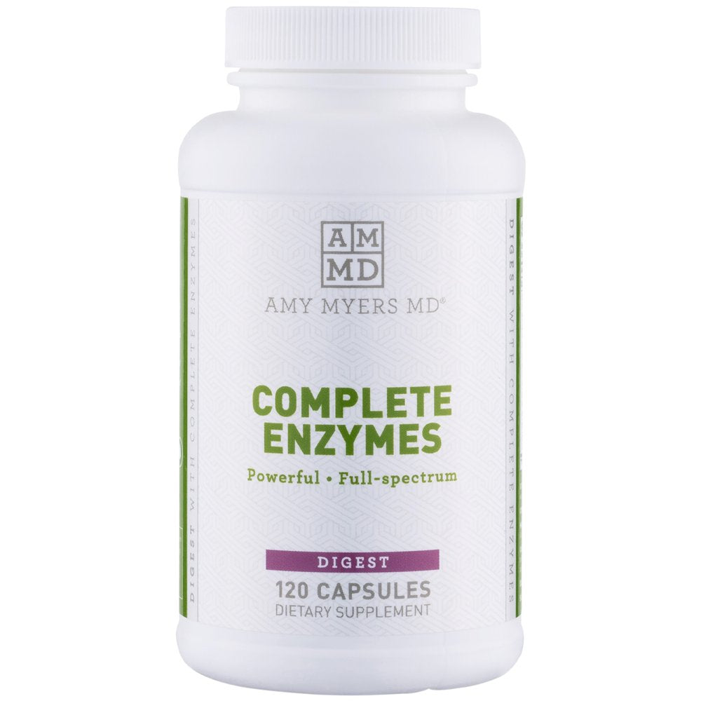 Amy Myers MD Digestive Enzymes for Digestion Aid - 19 Enzymes for Gut Health, Bloating & Stomach Issues - DPP-IV Protease Amylase Lipase Lactase Sucrase - Break down Protein Carb Sugar Fiber 120 Caps