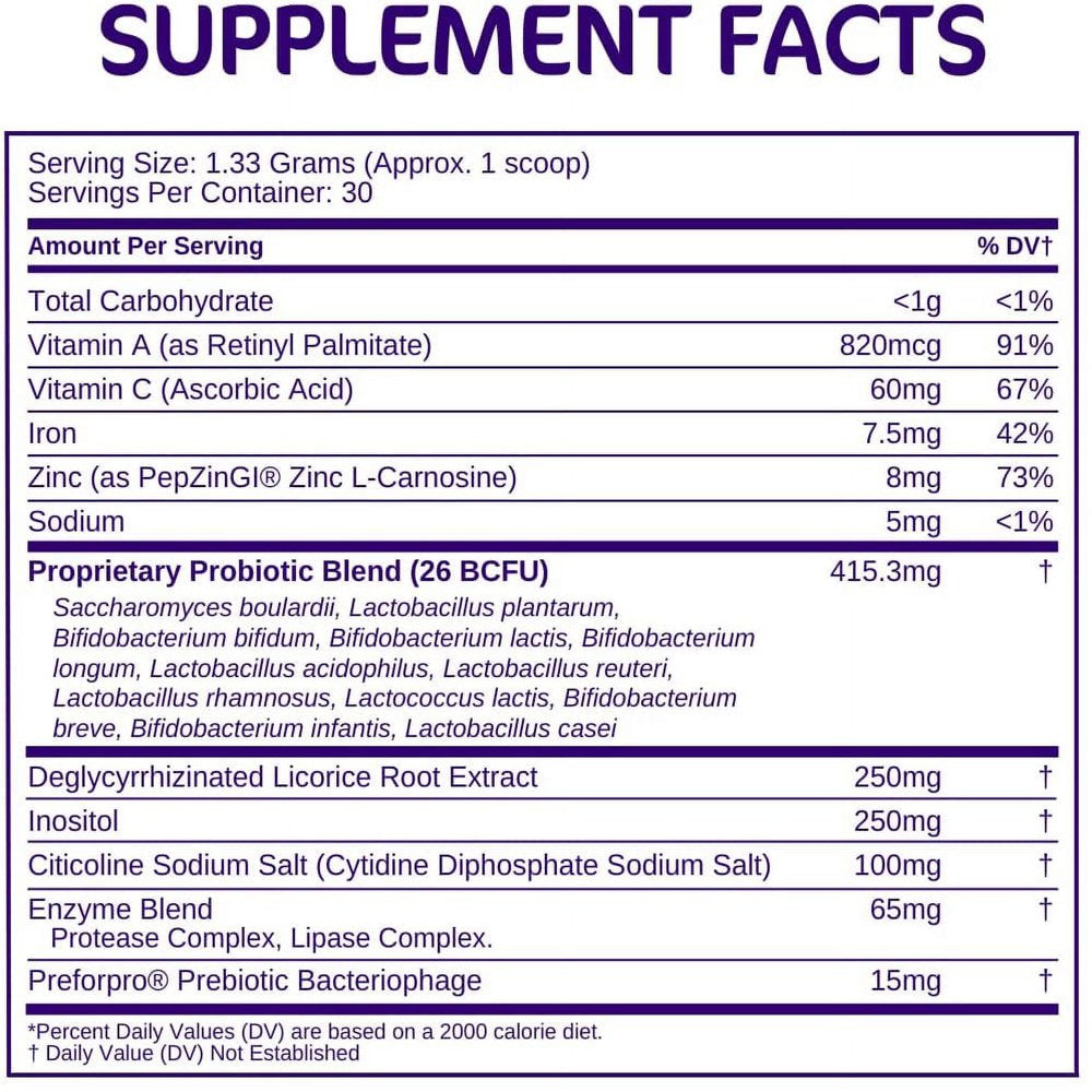 Aspire Nutrition Bio-Heal Pro+ plus Probiotic Powder Supplement for Women, Men, and Kids