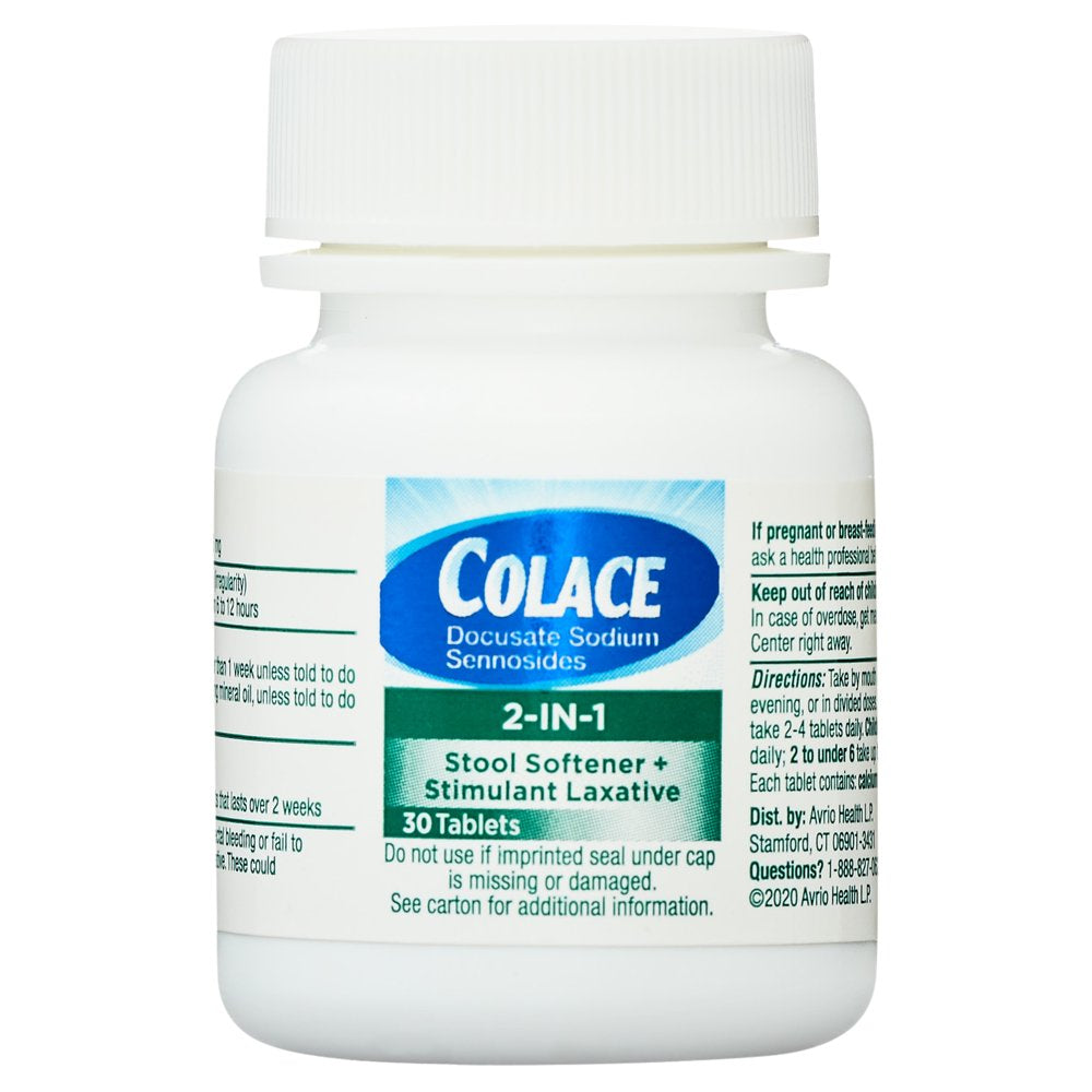 Colace® 2-IN-1 Stool Softener with Stimulant Laxative Tablets, 100Mg, 30 Count