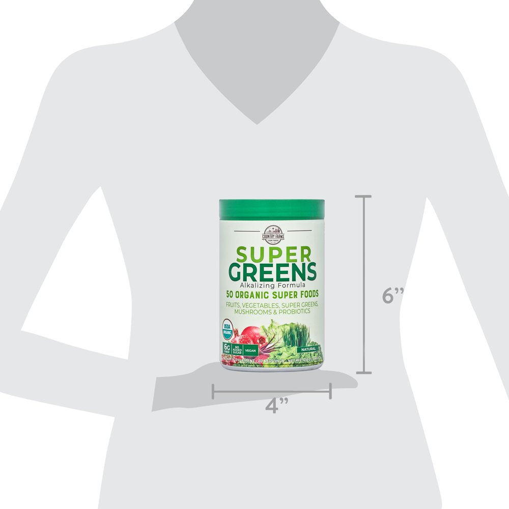 Country Farms Super Greens, Alkalizing Formula, Unflavored, 10.6 Oz (300 G)