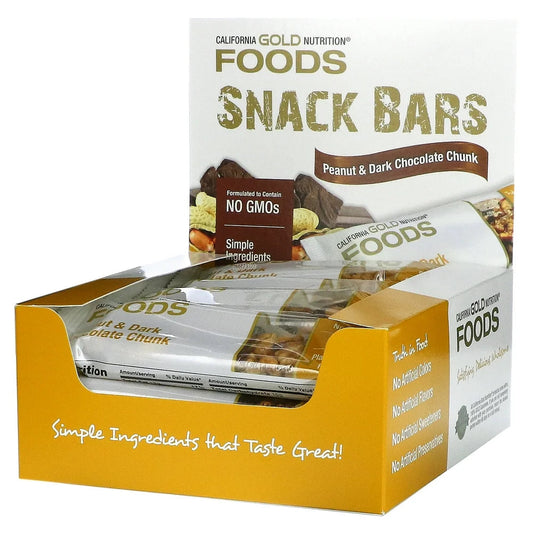 California Gold Nutrition FOODS, Peanut & Dark Chocolate Chunk Bars , 12 Bars, 1.4 Oz (40 G) Each