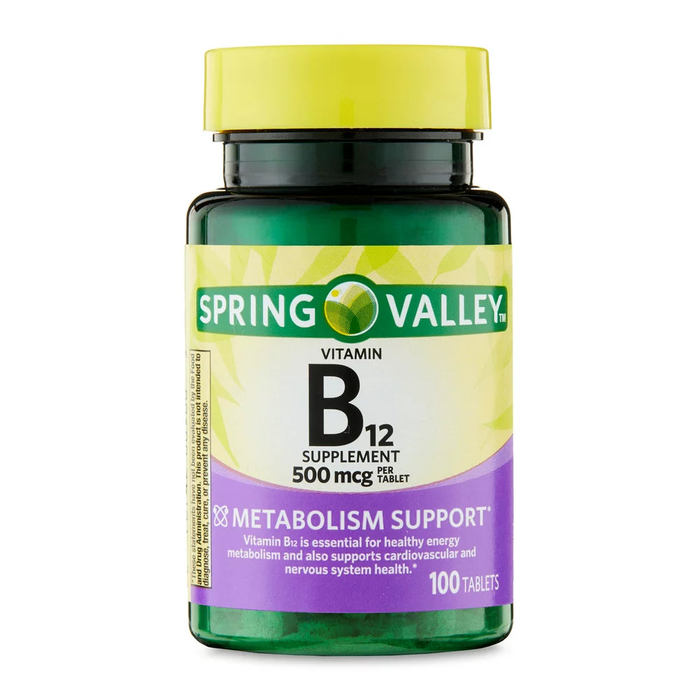 Spring Valley Vitamin B12 Tablets, 500 Mcg, 100 Count