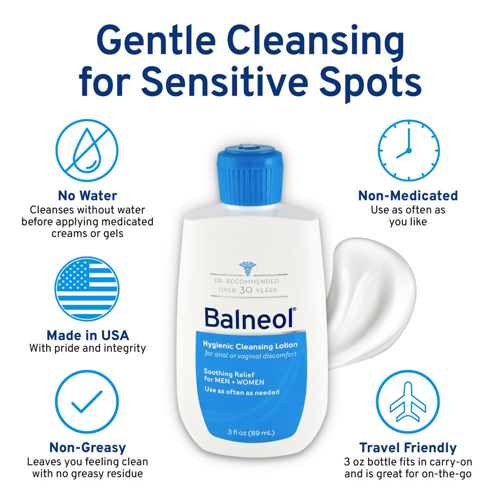 Balneol Hygienic Cleansing Lotion, Moisturize and Balance Ph, 3 Fl Oz