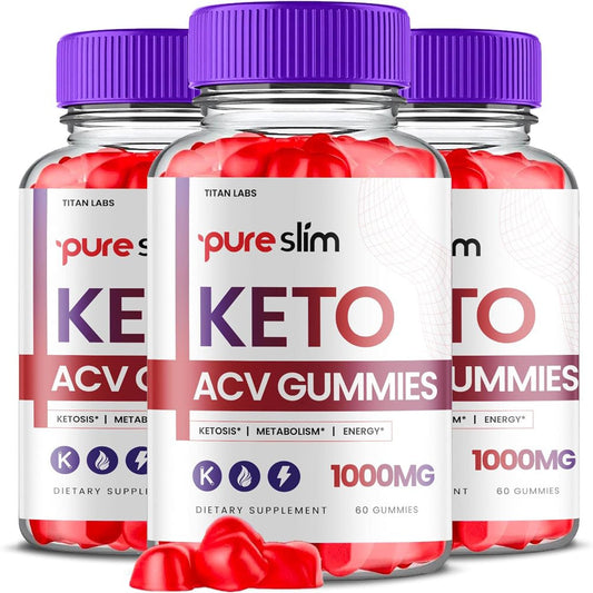 (3 Pack) Pure Slim Keto ACV Gummies - Apple Cider Vinegar Supplement for Weight Loss - Energy & Focus Boosting Dietary Supplements for Weight Management & Metabolism - Fat Burn - 180 Gummies - Nutricity.com.au
